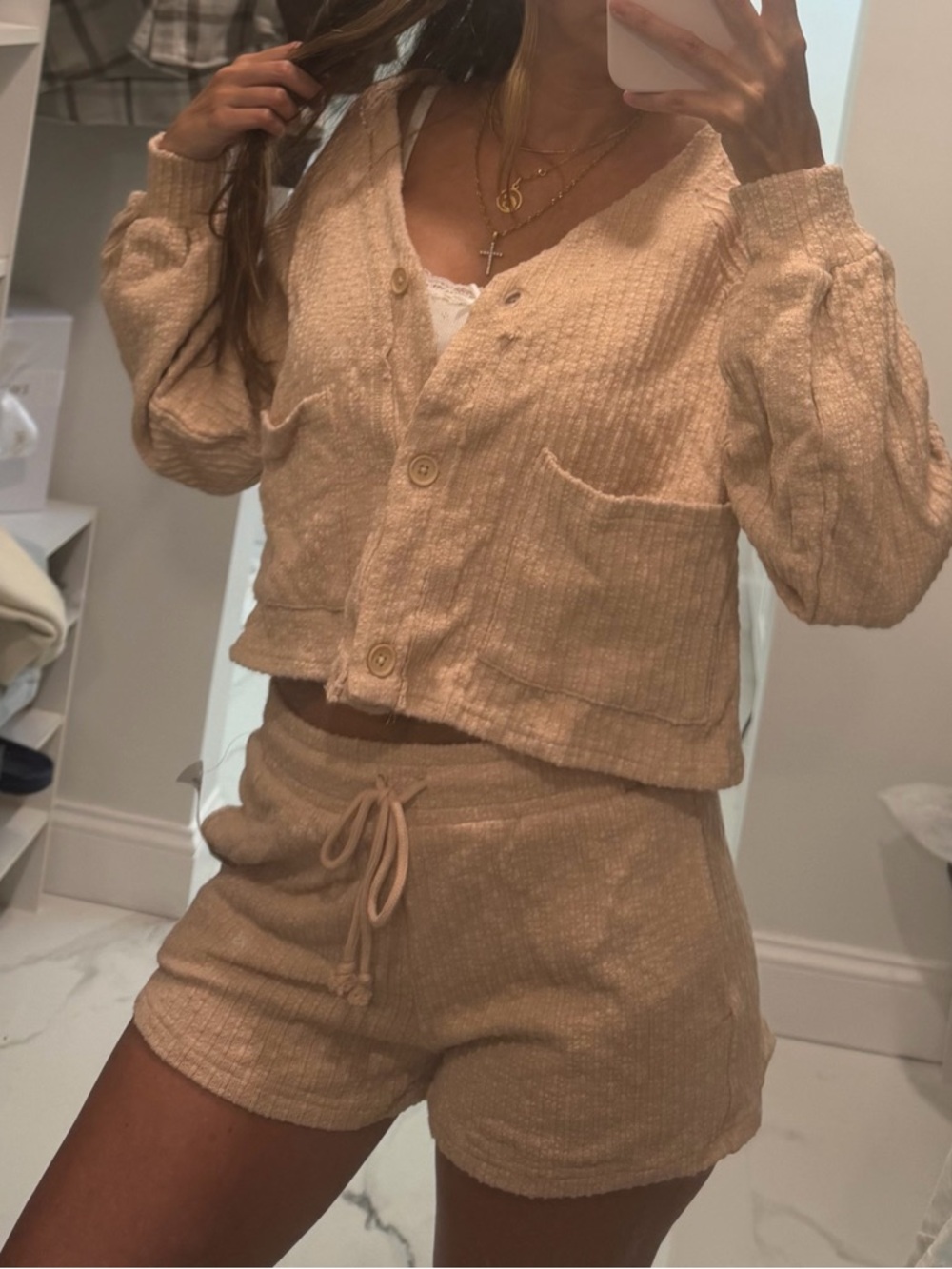 PacSun Beige Knit Lounge Shorts